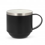 Tasse empilable à double paroi en céramique avec capacité de 300ml couleur noir