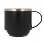 Tasse empilable à double paroi en céramique avec capacité de 300ml couleur noir deuxième vue