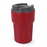 Gobelet à emporter en inox avec couvercle en silicone 350ml couleur rouge foncé