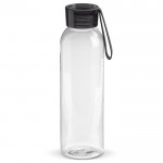 Gourde plastique avec bouchon et poignée de transport colorée 600ml couleur noir transparent