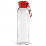 Gourde plastique avec bouchon et poignée de transport colorée 600ml couleur rouge transparent