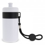 Gourde de sport blanche sans BPA avec cordon de transport 500ml couleur blanc/noir