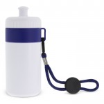 Gourde de sport blanche sans BPA avec cordon de transport 500ml couleur bleu foncé