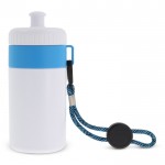 Gourde de sport blanche sans BPA avec cordon de transport 500ml couleur bleu ciel