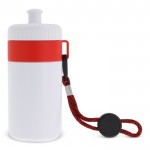 Gourde de sport blanche sans BPA avec cordon de transport 500ml couleur rouge