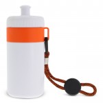 Gourde de sport blanche sans BPA avec cordon de transport 500ml couleur orange