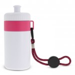 Gourde de sport blanche sans BPA avec cordon de transport 500ml couleur rose