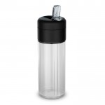 Gourde en plastique avec bouchon noir et paille incluse 500ml couleur transparent