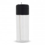 Gourde en plastique avec bouchon noir et paille incluse 500ml couleur transparent deuxième vue