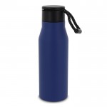 Gourde en acier inoxydable aux couleurs mates avec corde 600ml couleur bleu foncé