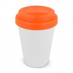 Gobelet à emporter en plastique recyclé avec couvercle coloré 250ml couleur orange