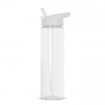 Gourde en RPET transparente avec bouchon à paille pliable 600ml couleur blanc