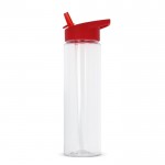 Gourde en RPET transparente avec bouchon à paille pliable 600ml couleur rouge