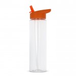 Gourde en RPET transparente avec bouchon à paille pliable 600ml couleur orange