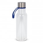 Gourde en RPET transparente avec anse de transport caoutchouc 600ml couleur bleu