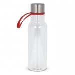 Gourde en RPET transparente avec anse de transport caoutchouc 600ml couleur rouge