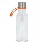 Gourde en RPET transparente avec anse de transport caoutchouc 600ml couleur orange