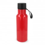 Gourde en RPET colorée avec anse de transport en caoutchouc 600ml couleur rouge