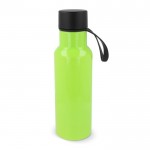 Gourde en RPET colorée avec anse de transport en caoutchouc 600ml couleur vert lime