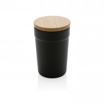 Mug promotionnel avec couvercle en bambou couleur noir