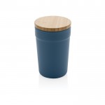 Mug promotionnel avec couvercle en bambou couleur bleu