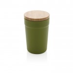 Mug promotionnel avec couvercle en bambou couleur vert foncé