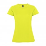 T-shirt technique en tricot piqué pour femme 150 g/m² Roly couleur jaune fluorescent