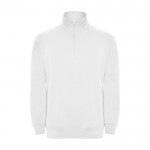 Sweat-shirt en coton et polyester avec fermeture éclair 280 g/m² Roly couleur blanc