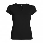 T-shirt en coton pour femme avec col en V 200 g/m² Roly couleur noir