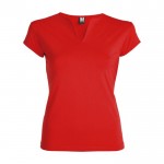 T-shirt en coton pour femme avec col en V 200 g/m² Roly couleur rouge