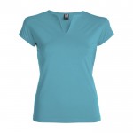 T-shirt en coton pour femme avec col en V 200 g/m² Roly couleur turquoise