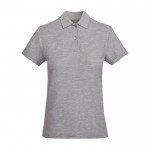 Polo 100% coton biologique en tricot piqué pour femme 210 g/m² Roly couleur gris clair chiné