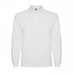 Polo pour homme en 100% coton en tricot piqué 220 g/m² Roly couleur blanc