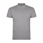 Polo homme en coton tricot piqué à manches courtes 200 g/m² Roly couleur gris clair chiné