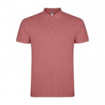 Polo homme en coton tricot piqué à manches courtes 200 g/m² Roly couleur rouge désaturé