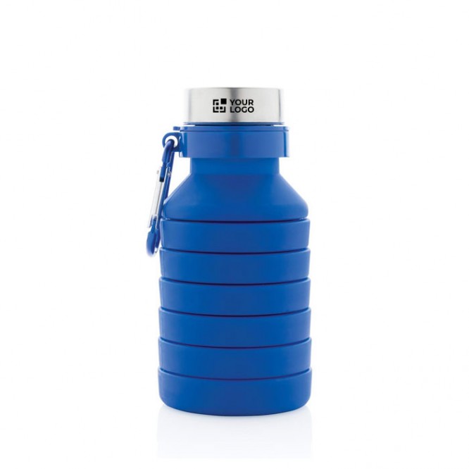 Bouteille d'eau pliable avec bouchon anti-fuite sans BPA, bleu