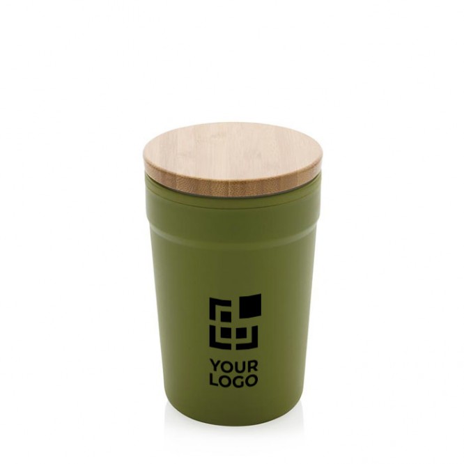 Mug promotionnel avec couvercle en bambou avec zone d'impression