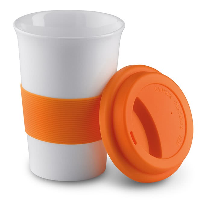Mug personnalisable céramique avec couvercle silicone 400 ml