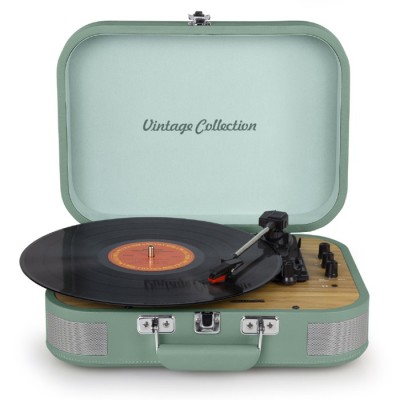 Tourne-disque style vintage avec bluetooth, port AUX et port USB