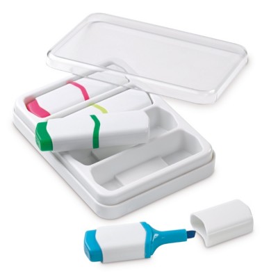 Kit de 4 mini marqueurs de couleurs dans une boîte transparente
