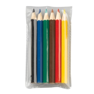 Crayons courts de couleur dans étui transparent personnalisable