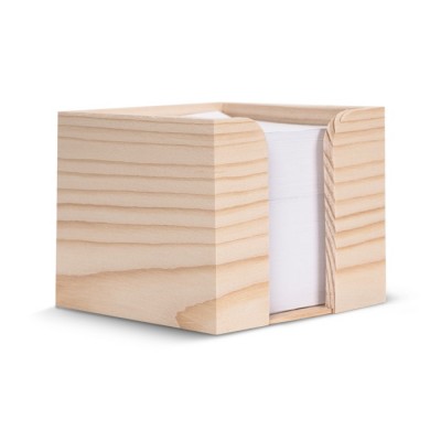 Cube de 650 feuilles de papier recyclé dans boîte en bois 10x10x8.5cm