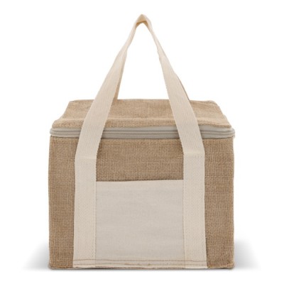 Sac glacière en jute et coton avec poignées pour 6 canettes