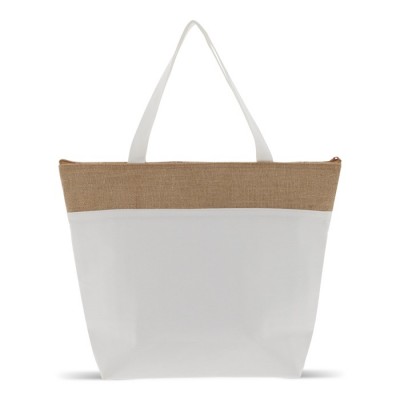 Sac glacière en coton avec détail en jute et fermeture éclair