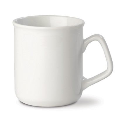 Tasse en porcelaine blanche avec bord arrondi et capacité de 280ml