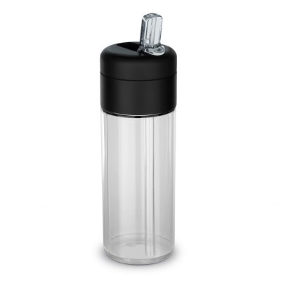 Gourde en plastique avec bouchon noir et paille incluse 500ml