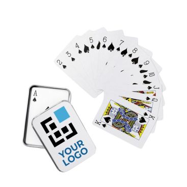 Paquet de cartes dans une boîte en métal personnalisée avec logo Poker