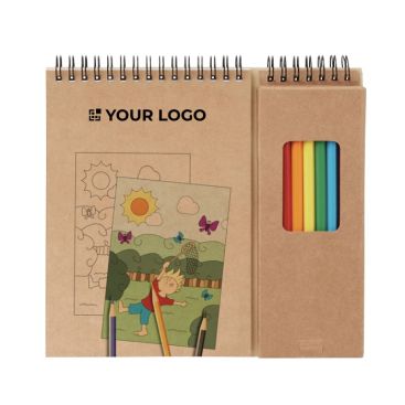 Carnet et crayons de couleur publicitaires avec zone d'impression