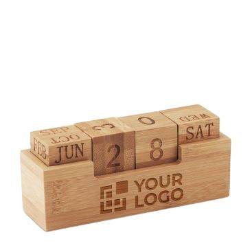 Calendrier en bois pour bureau avec zone d'impression