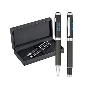 Set stylo et roller en fibre de carbone avec Encre Noire Carbon